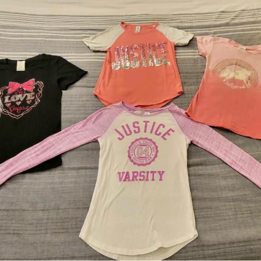 4 GIRLS SIZE 8 SHIRTS SET - Picture 1 of 12